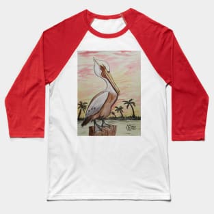 Pelican at Sunset Baseball T-Shirt